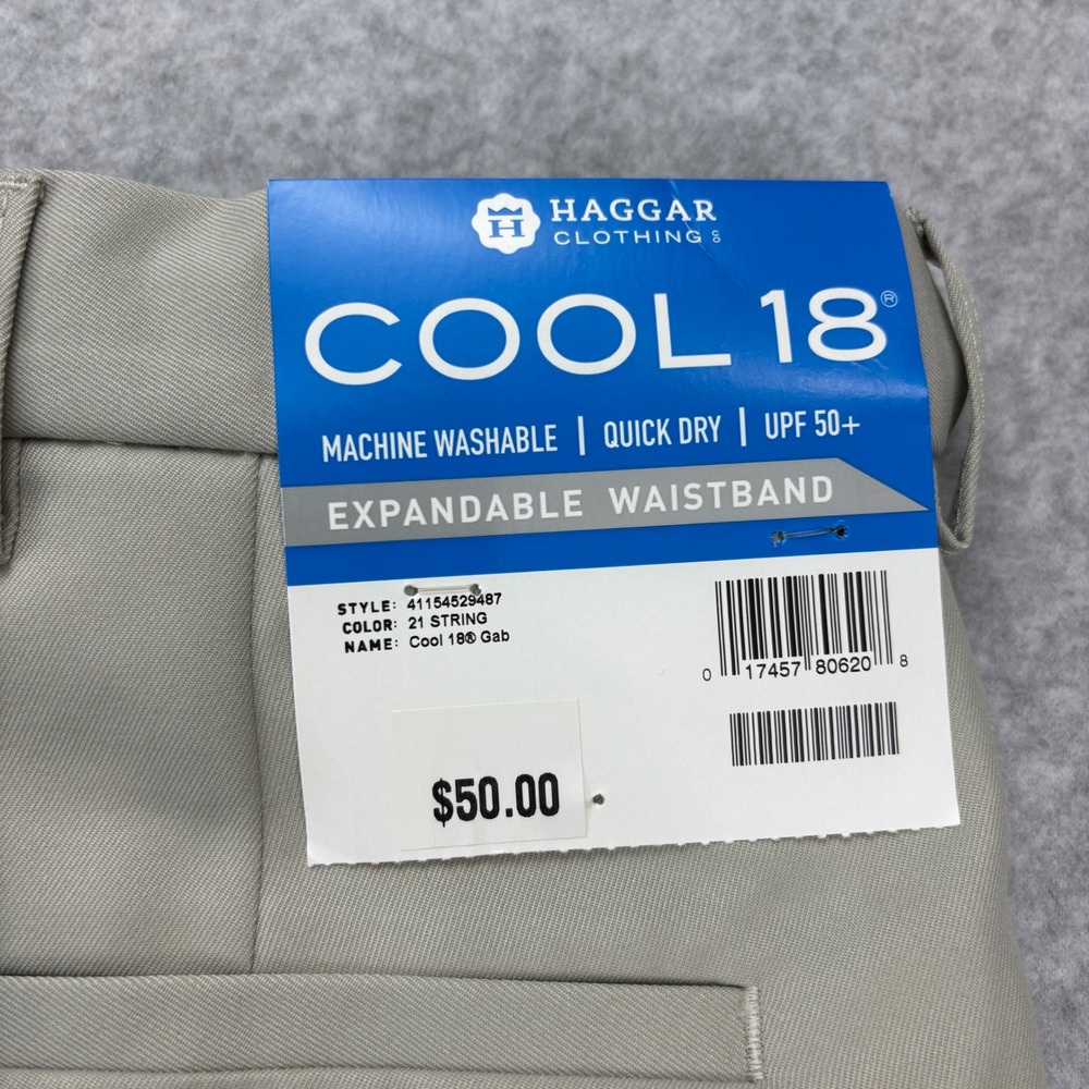 Haggar Dress Shorts Mens 42 Tan Pleated Cool 18 Quick Dry UPF 50 Performance NWT - Picture 4 of 8